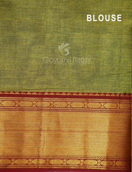 Kalanetha Green Leaf Coloured Pure Narayanpet Cotton Saree By Gayathri Reddy Designer Studio | Swadesiicart