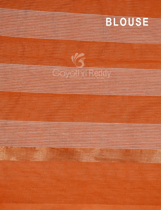 Cream And Orange Colored With Checks Pure Mangalgiri Cotton Saree By Gayathri Reddy Designer Studio | Swadesiicart