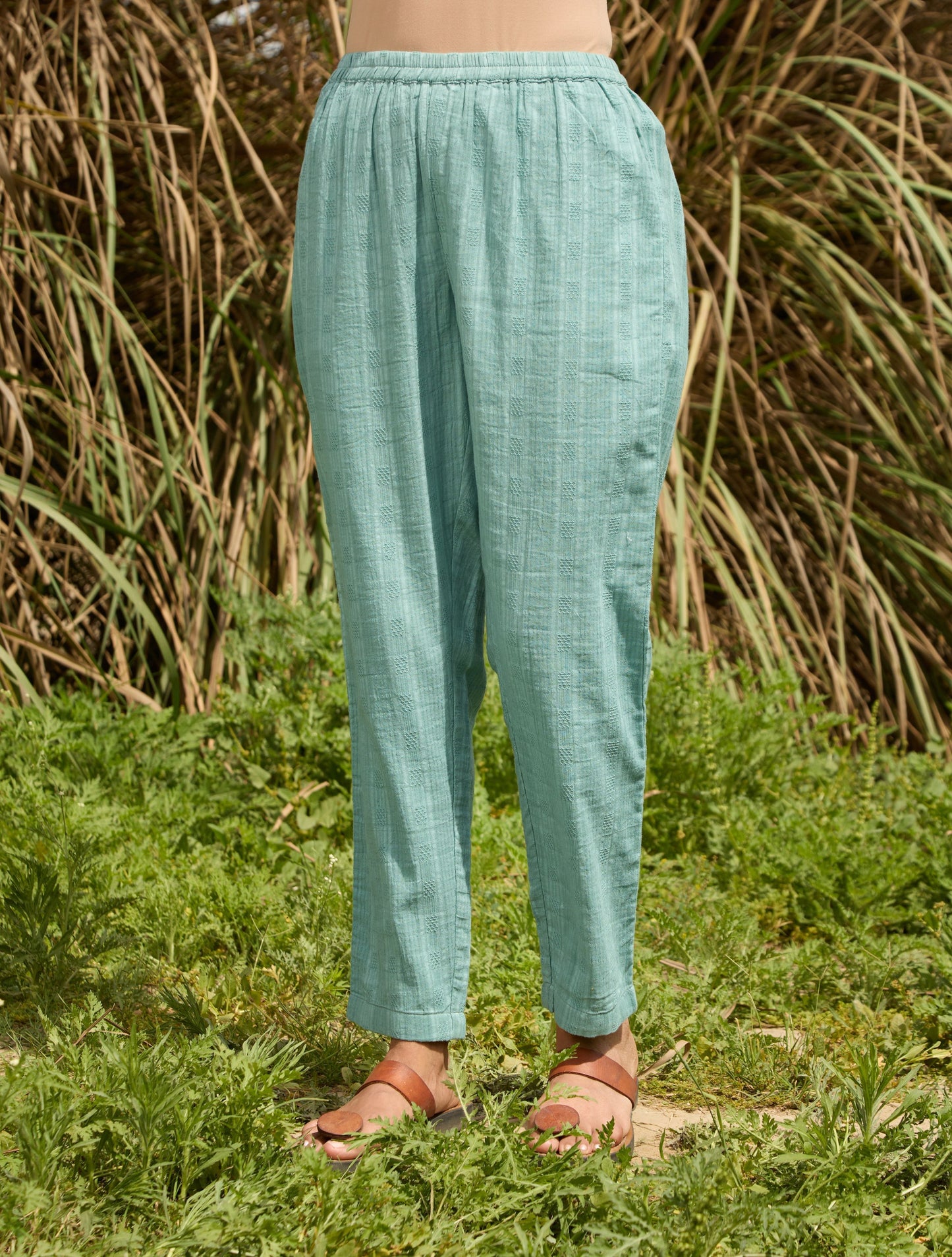 trueBrowns Light Blue Cotton Dobby Relaxed Co-ord Set - Swadesiicart