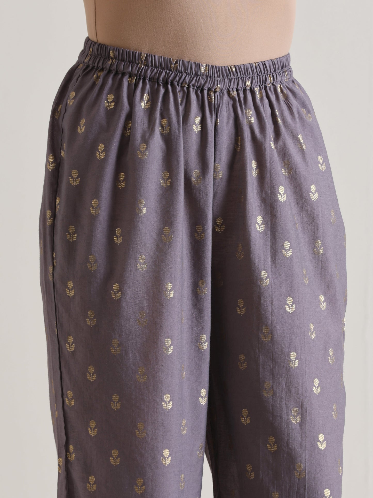 trueBrowns Plum Grey Foil Short Co-Ord Set - Swadesiicart
