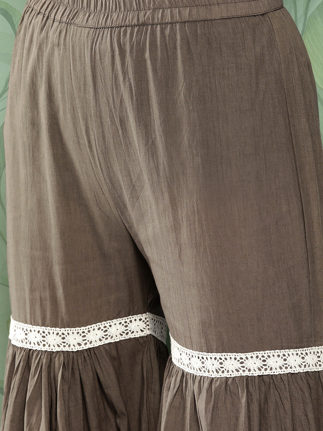 InWeave Women's Olive Shade Tropical Sharara Set - Swadesiicart