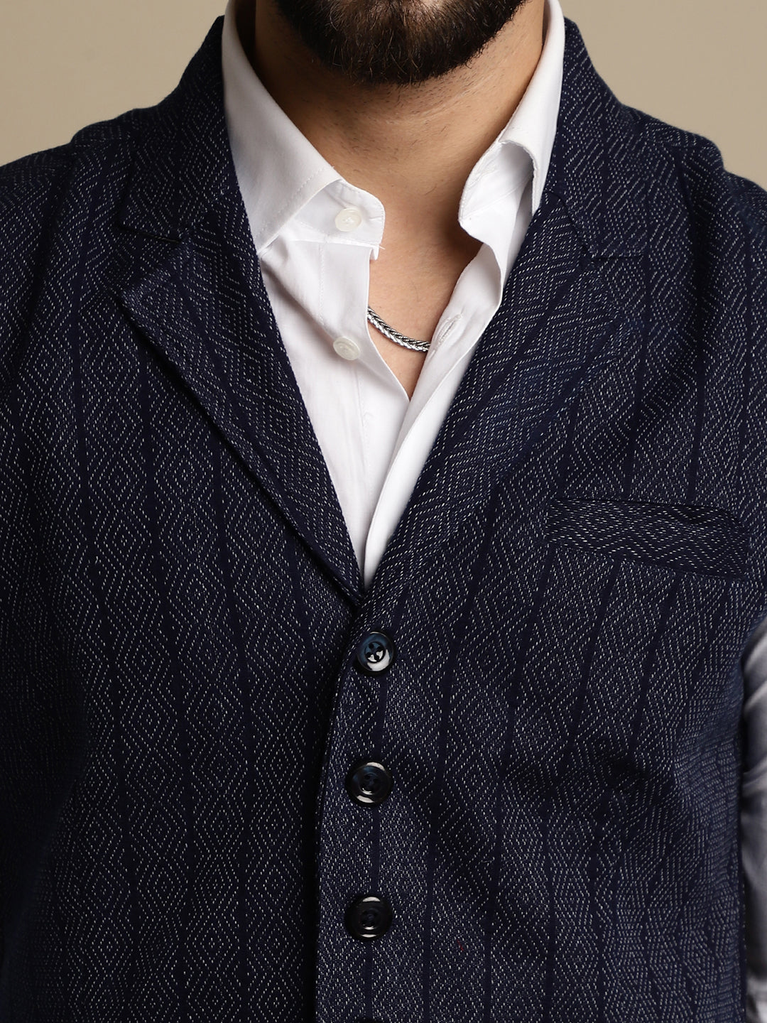 Even Apparels Men's Blue Waistcoat with Notched Lapel | Swadesiicart