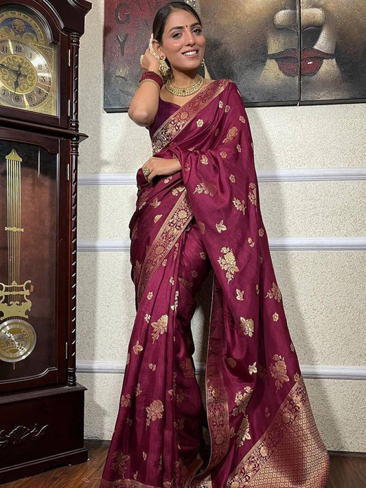 Kalini Woven Design Zari Banarasi Saree | Swadesiicart