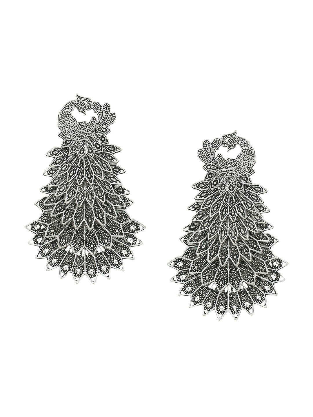 NVR Women Silver Toned Contemporary Drop Earrings | Swadesiicart
