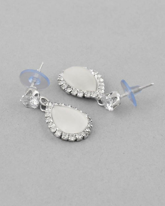 VOJ Silver Plated White Stone With AD Stone Studded Chain Set