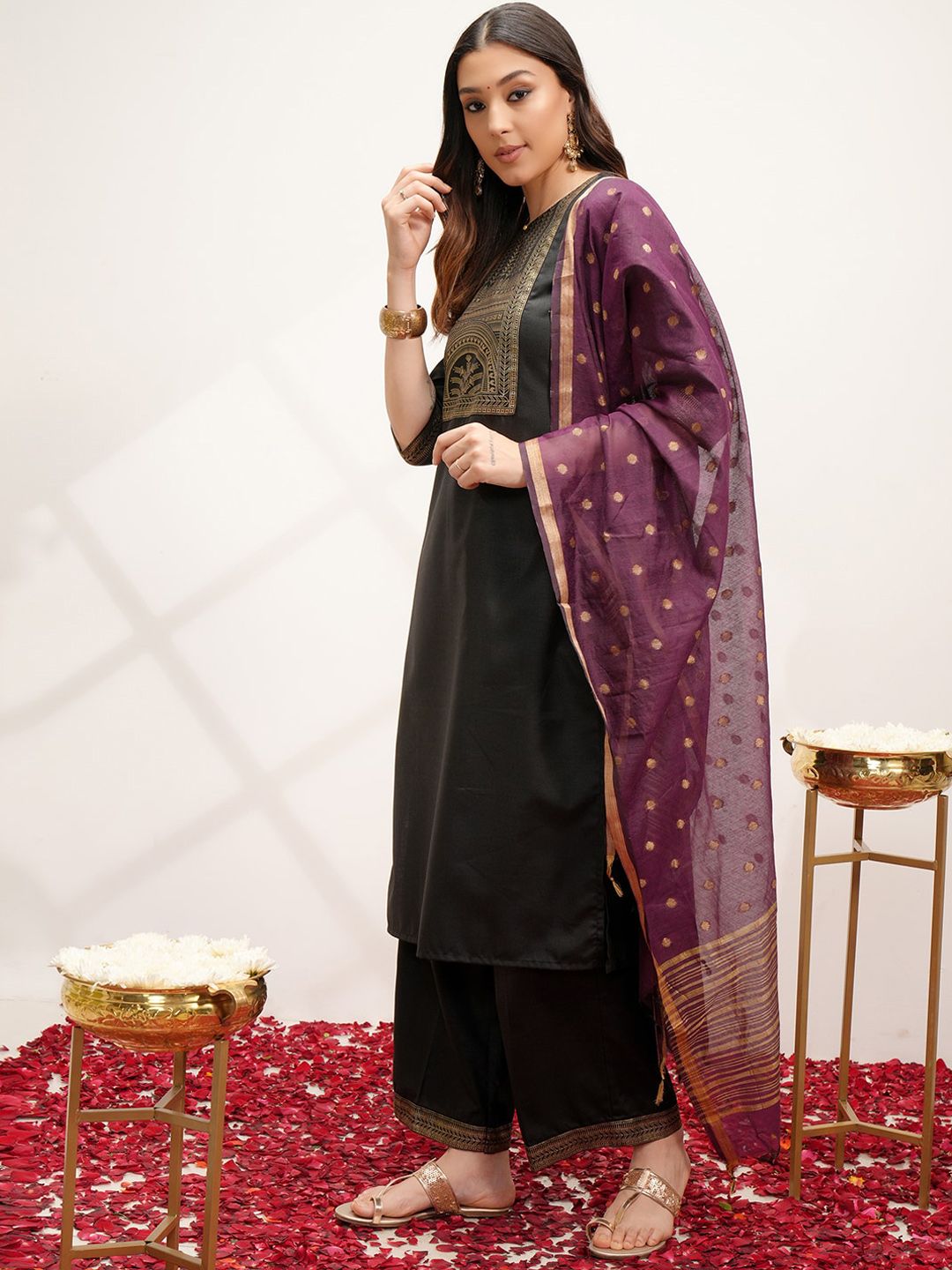 Vishudh Printed Regular Kurta with Palazzos & With Dupatta - Swadesiicart