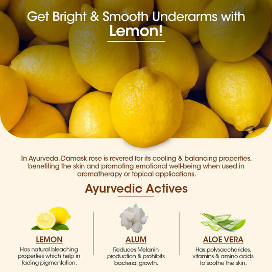 TAC - The Ayurveda Co. Lemon Serum Roll-On for Women & Men with Aloe Vera for Skin Whitening & Long Lasting Freshness - Swadesiicart