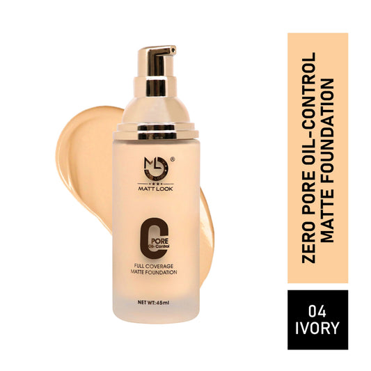 Matt Look Zero Pore Oil Control Full Coverage Matte Foundation - Ivory - Swadesiicart