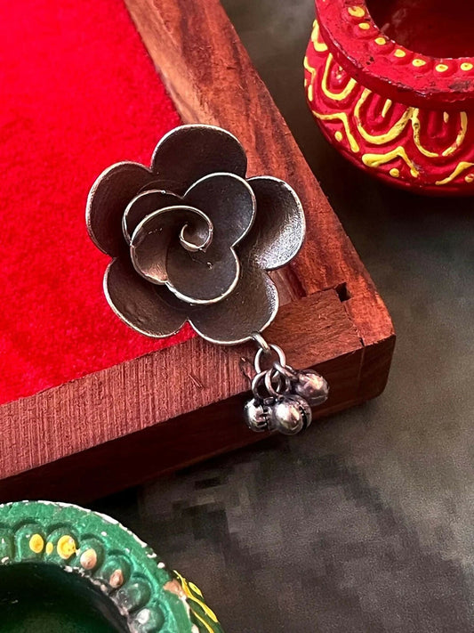 Joban Fashion Lotus Shape Oxidized Ring | Swadesiicart