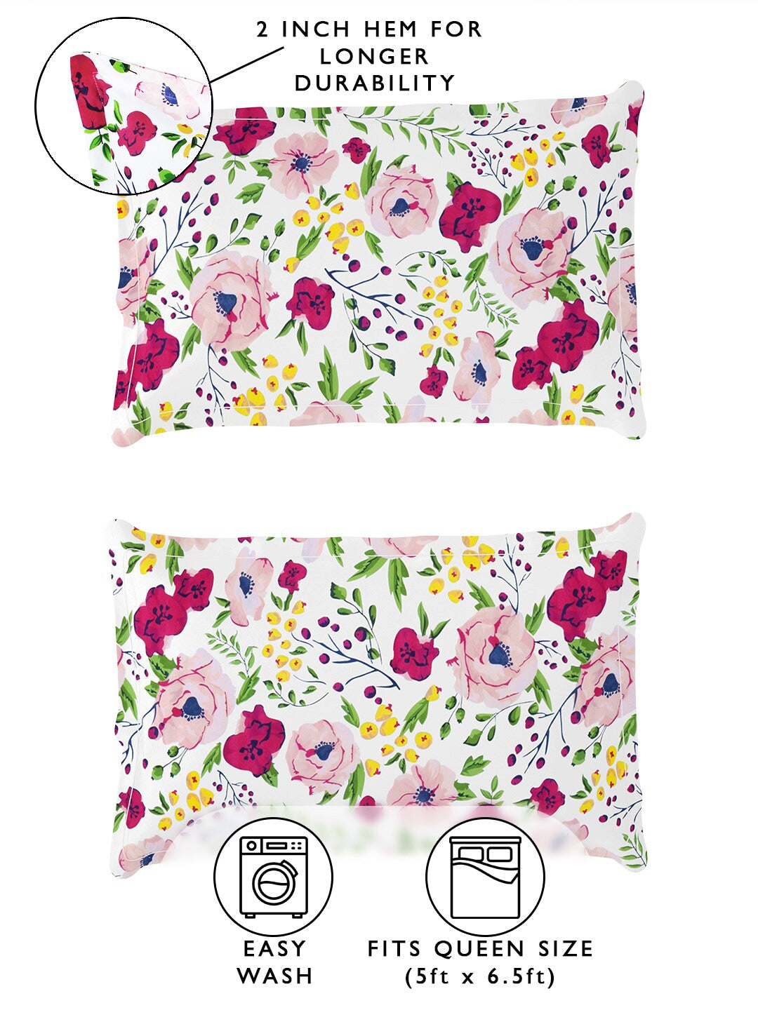 Story@home Arena Pink & Green Geometric Printed 180 TC Queen Bedsheet & 2 Pillow Covers - Swadesiicart
