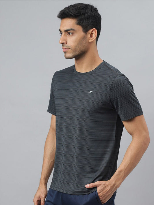Alcis Striped Slim Fit Anti-Static T-Shirt | Swadesiicart