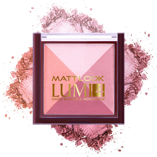 Matt Look Lumi 4 Baked Blusher & Highlighter - Dewy Rose - Swadesiicart