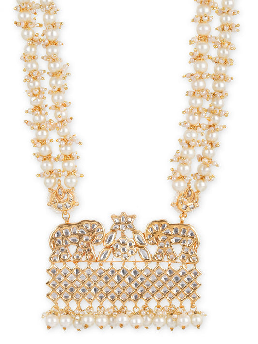 Gold-Toned White Brass Gold-Polished Necklace - Ruby Raang | Swadesiicart