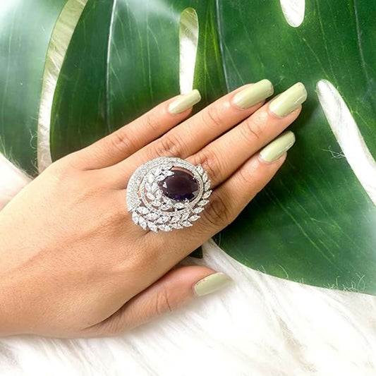 Joban Fashion Purple Brass Adjustable Ring | Swadesiicart