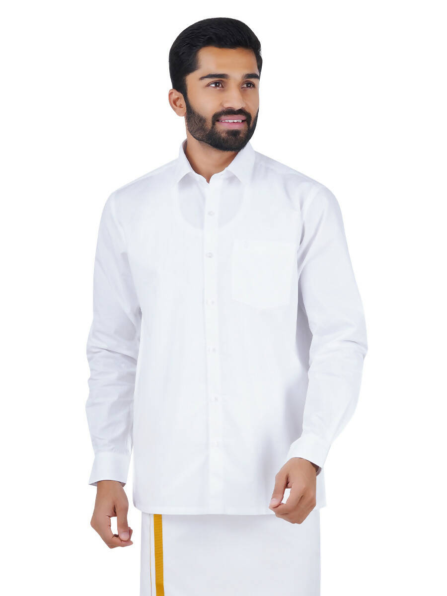 Ramraj Cotton Mens Full Sleeve White Shirt Plus Size - Royal Cotton | Swadesiicart