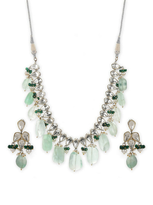 Mint Green Kundan Choker with Earrings- Ruby Raang