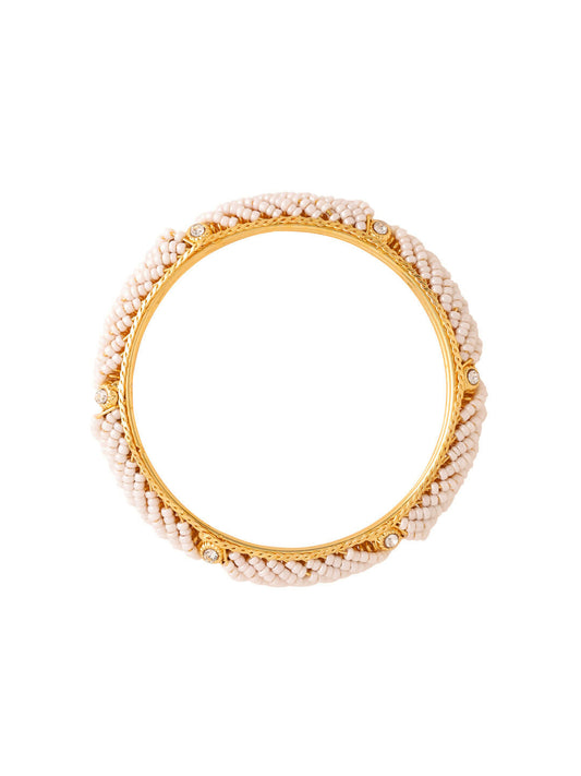 NVR Women Set of 4 Gold-Polished Traditional Pearls Beaded Bangles - Swadesiicart