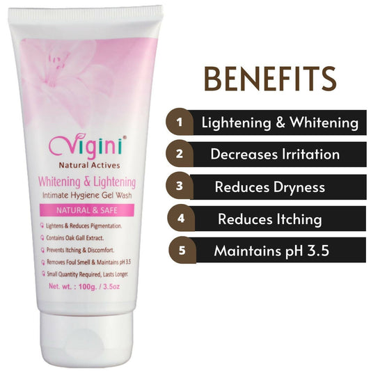 Vigini Natural Actives Vaginal Lightening Whitening Intimate Feminine Hygiene Gel Wash for Women - Swadesiicart