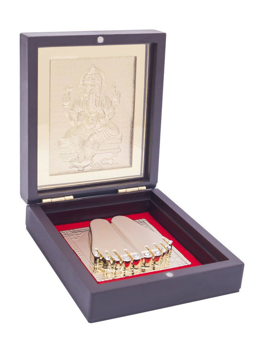 Golden Peacock 24-Ct Gold-Toned Gold Foil Ganesh Pooja Box | Swadesiicart