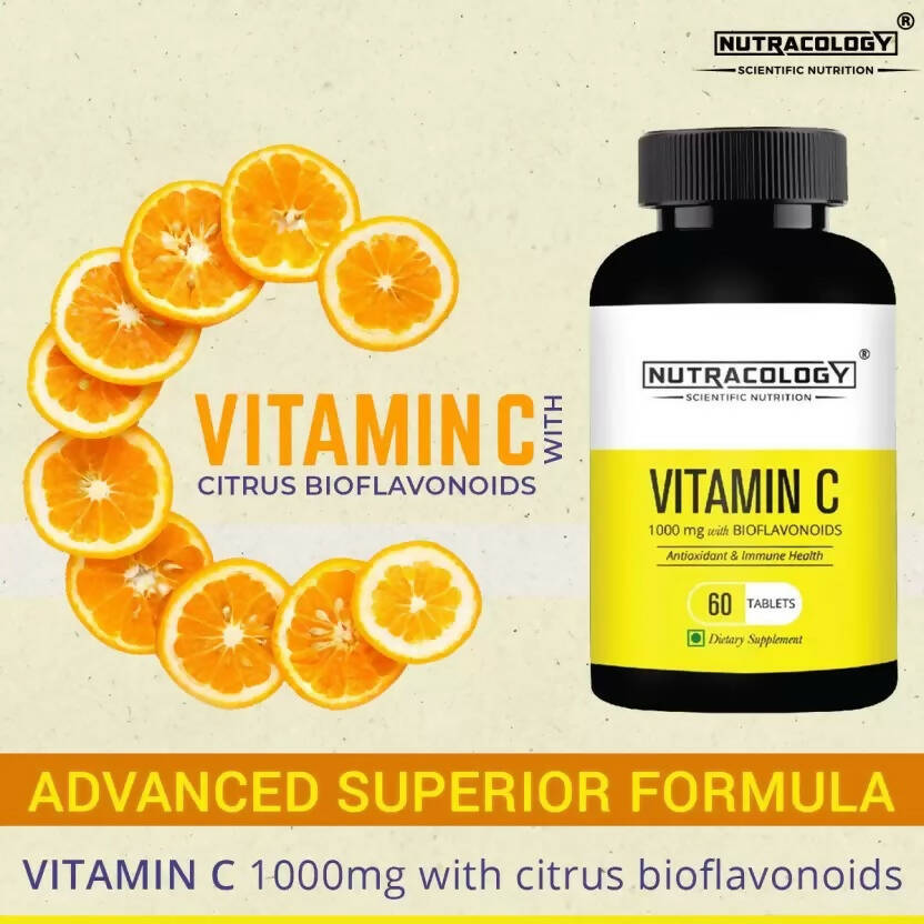 Nutracology Vitamin C 1000mg with Citrus Bioflavonoids for Immunity & Glowing Skin Tablets | Swadesiicart