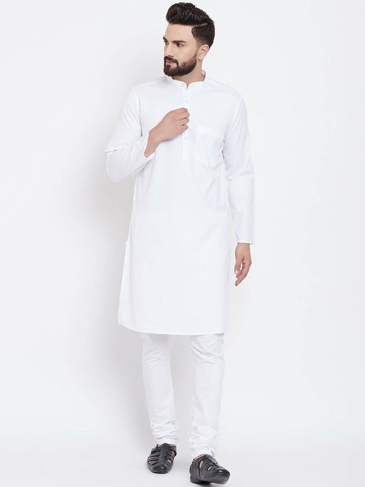 Even Apparels White Pure Cotton Men's Kurta With Band Collar | Swadesiicart