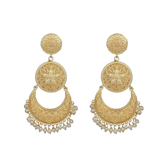 Joban Fashion Women Matte Gold Brass Earrings | Swadesiicart