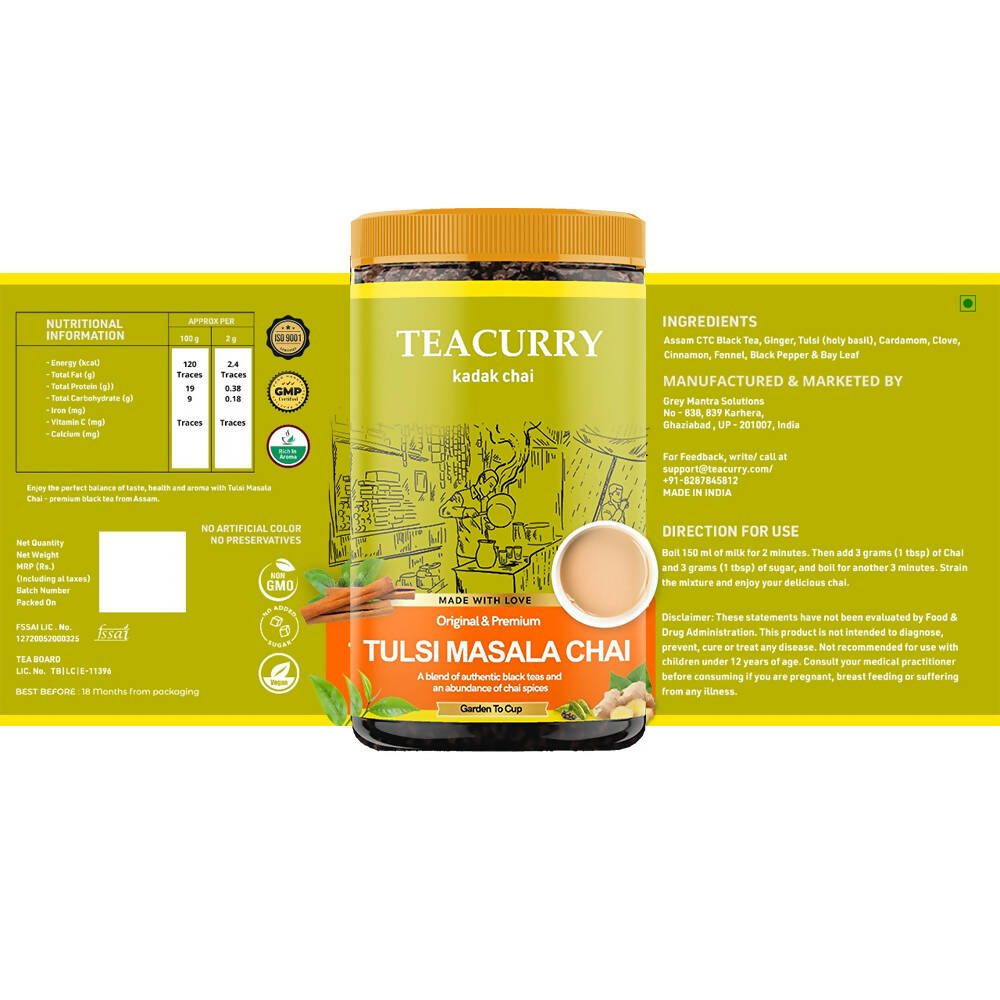 Teacurry Tulsi Masala Chai Powder - Swadesiicart
