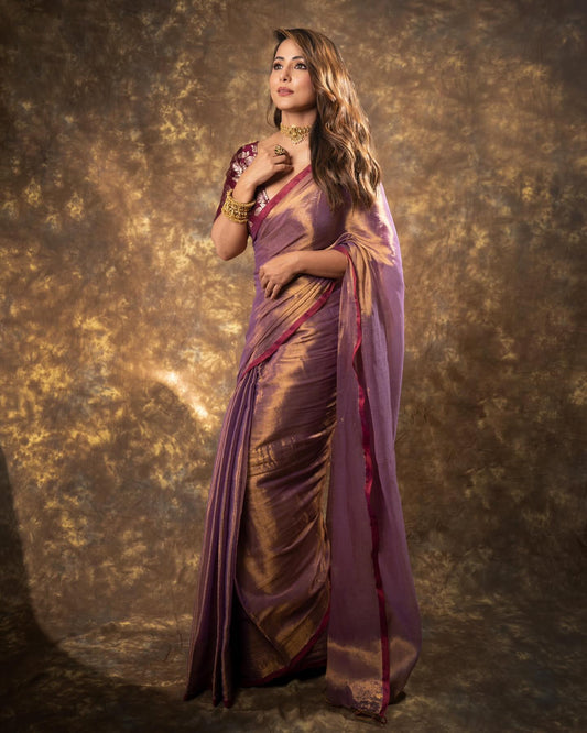 Lorenvalley Fashion Attractive Purple Fendy Silk Saree With Jacquard Weaving Blouse - Swadesiicart