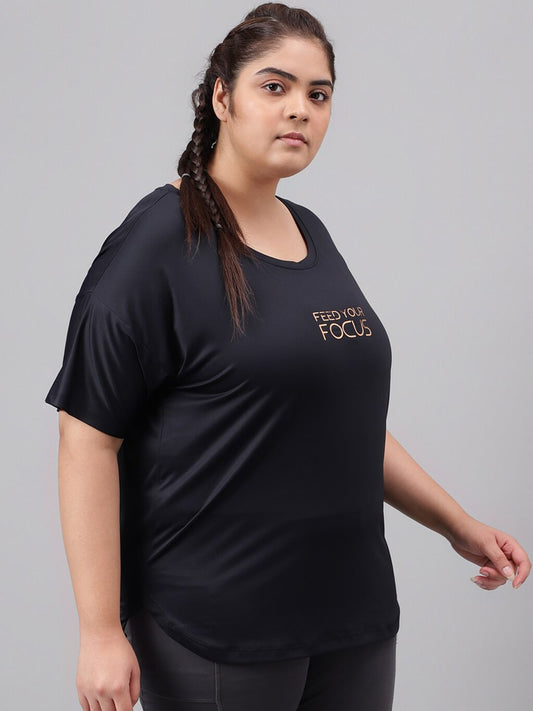 MKH Plus Size Typography Printed Relaxed Fit Dri-FIT T-shirt - Swadesiicart