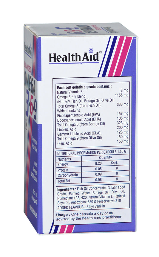 HealthAid Balanced Omega 3.6.9 Capsules - Swadesiicart