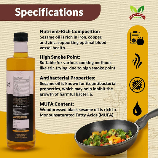 Gavyamart Wood Pressed Black Sesame Oil - Swadesiicart