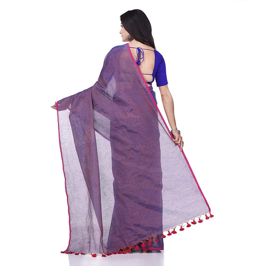 Desh Bidesh Women's Bengal Mayurkonthi Color Changer Tissue Khadi Pure Handloom Cotton Saree With Blouse Piece | Swadesiicart