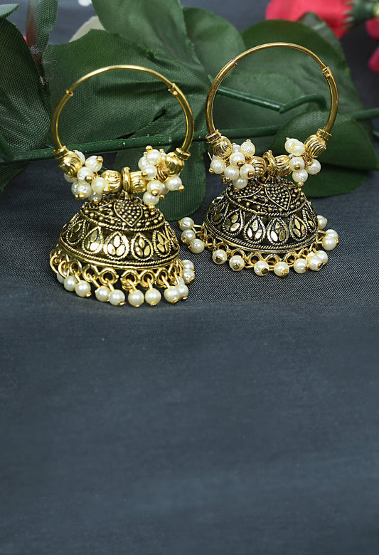 Mominos Fashion Johar Kamal Designer Golden Color Jhumkas | Swadesiicart
