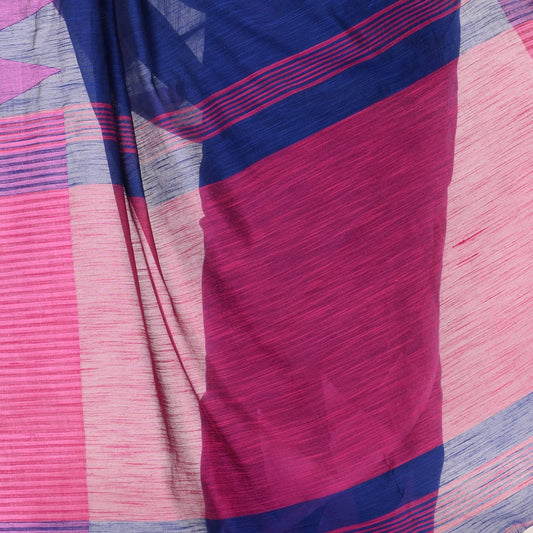 Desh Bidesh Women's Traditional Bengali Handloom Tant Pure Cotton Saree Khadi Temple Par Designed With Blouse Piece | Swadesiicart