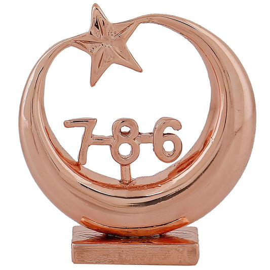 Estele Pink/Rose Gold-Polished Spiritual 786 Chand Taara Idol for Home Decorative/ Car Dashboard - Swadesiicart