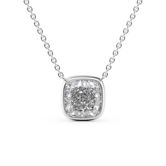 Cauer Elegant 14K White Gold Plated Moissanite Pendant Necklace | Swadesiicart