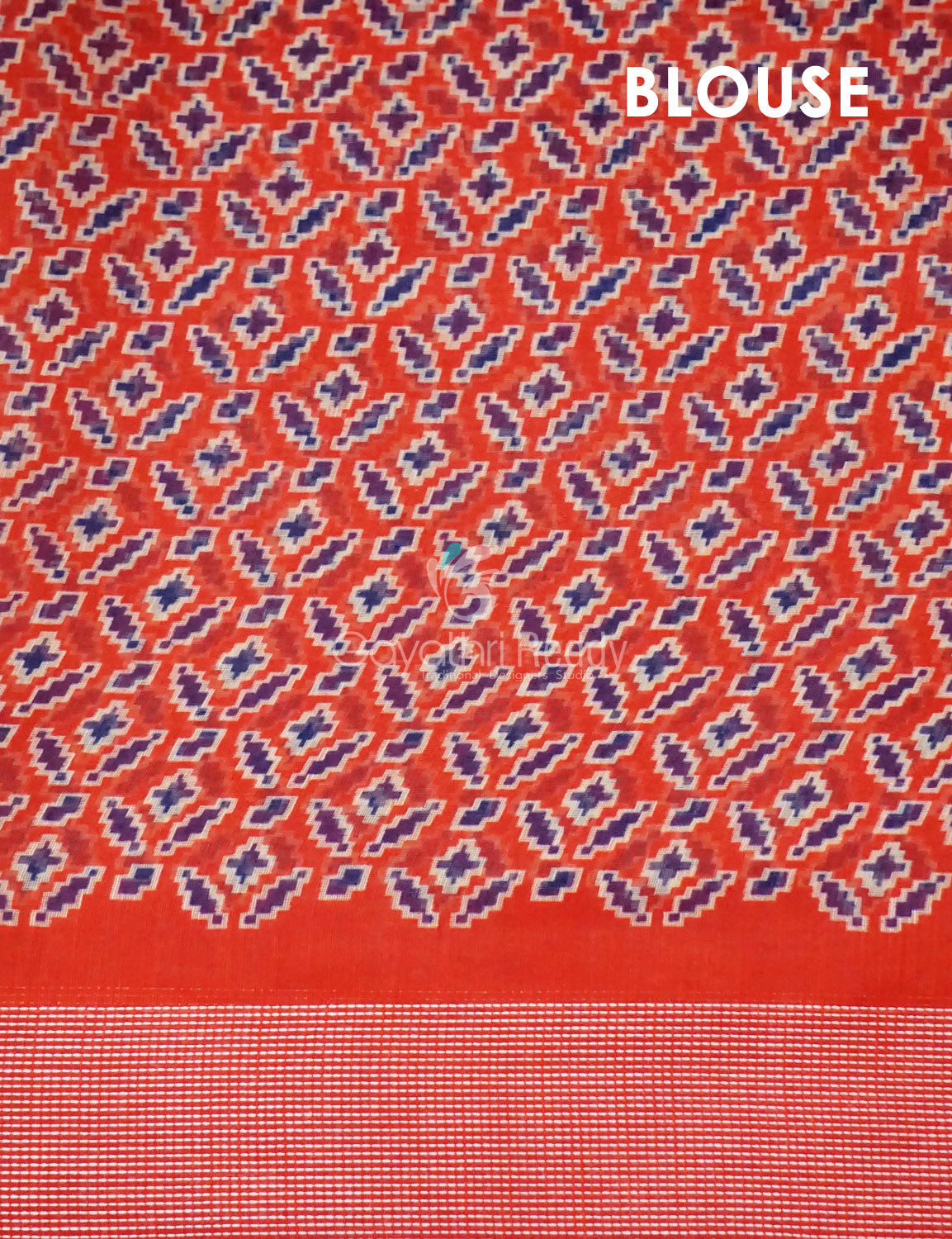 Shades Of Navy Blue And Red Patola Print Semi Chanderi Saree By Gayathri Reddy Designer Studio | Swadesiicart