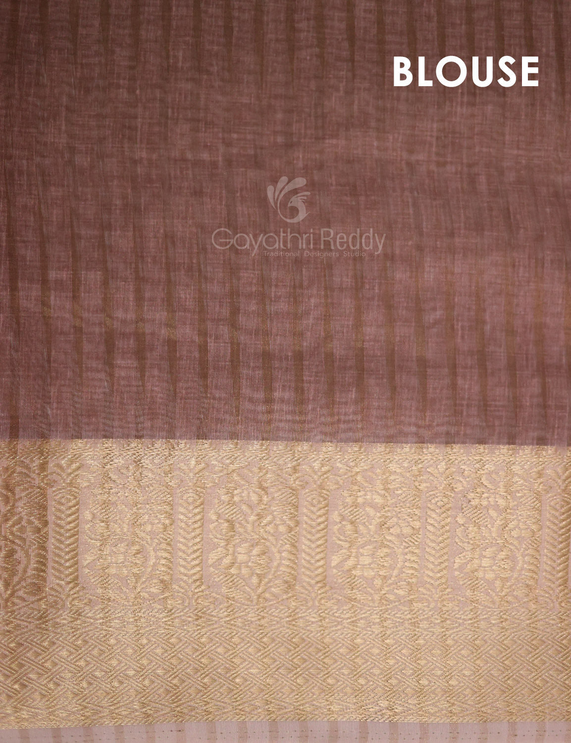 Light Rust Colour Floral Printed Semi Chanderi Saree By Gayathri Reddy Designer Studio | Swadesiicart