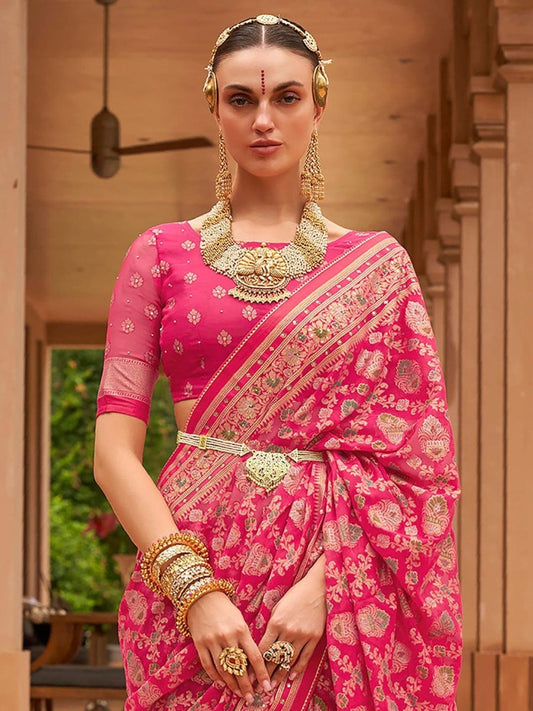 Anouk Ethnic Motifs Woven Design Brasso Banarasi Saree | Swadesiicart