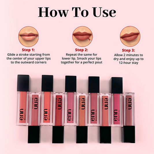 Enn Long-Lasting Liquid Lipstick With Ghee - Full Coverage & Transferproof - Peach Punch