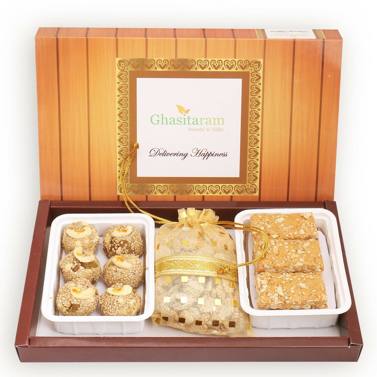 Ghasitaram Sankranti /Lohri Gifts Sweets-Til Laddoo (Bhuga),Revadi And Gachak Hamper | Swadesiicart