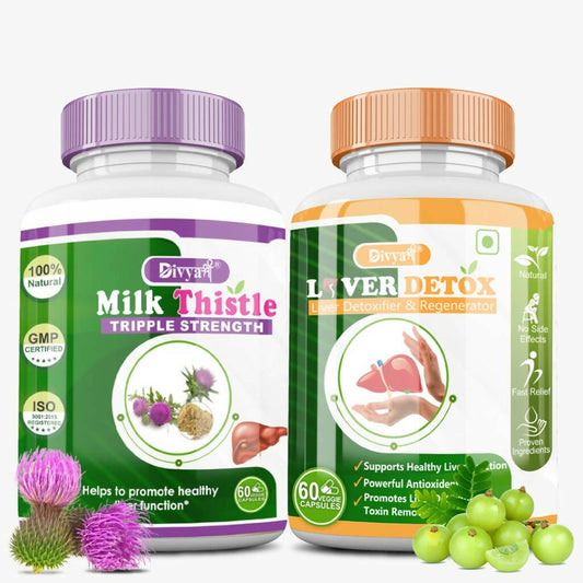 Divya Shree Liver Detox & Milk Thistle Capsule Combo - Jeevan Care Ayurveda