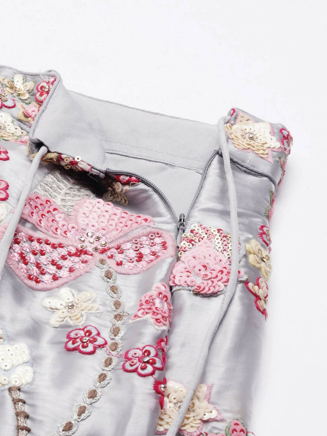 House of Panchhi Grey Organza Sequins and Zarkan embroidery Lehenga choli & Dupatta | Swadesiicart