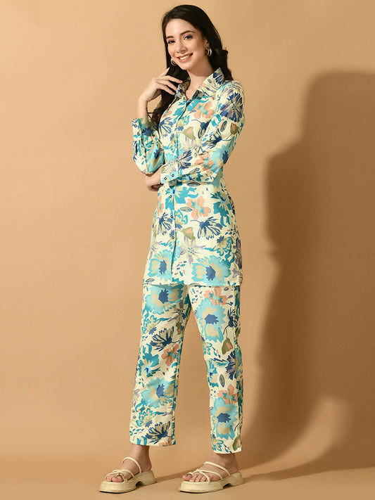 Myshka Women's Multi Printed Shirt With Trousers - Swadesiicart