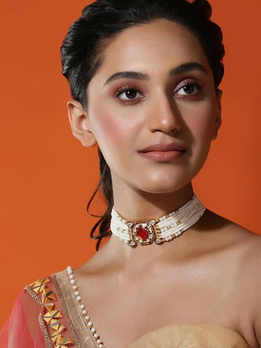 Women's Gold-Polished Necklace - Ruby Raang | Swadesiicart