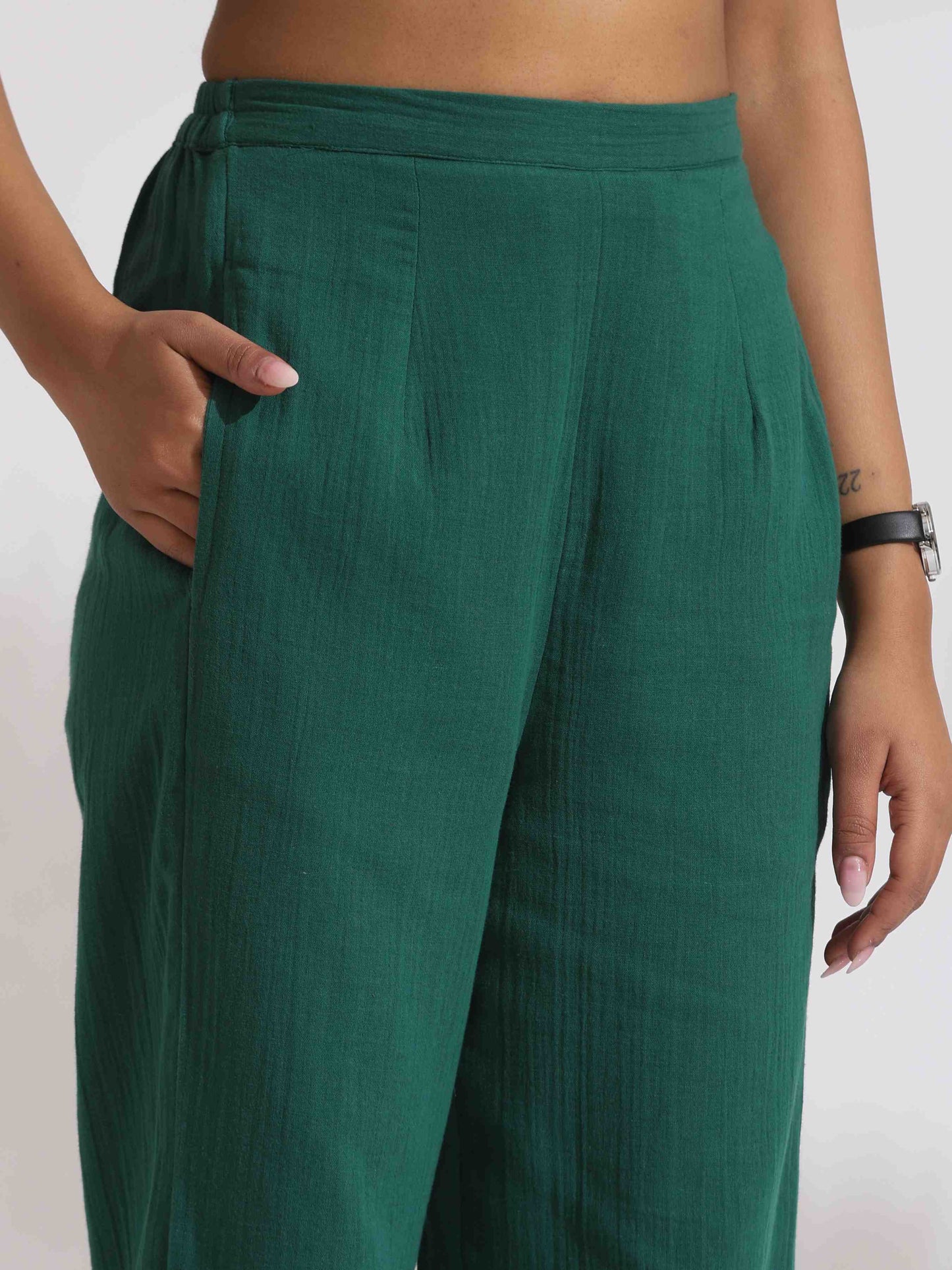 trueBrowns Green Cotton Co-ord Set - Swadesiicart