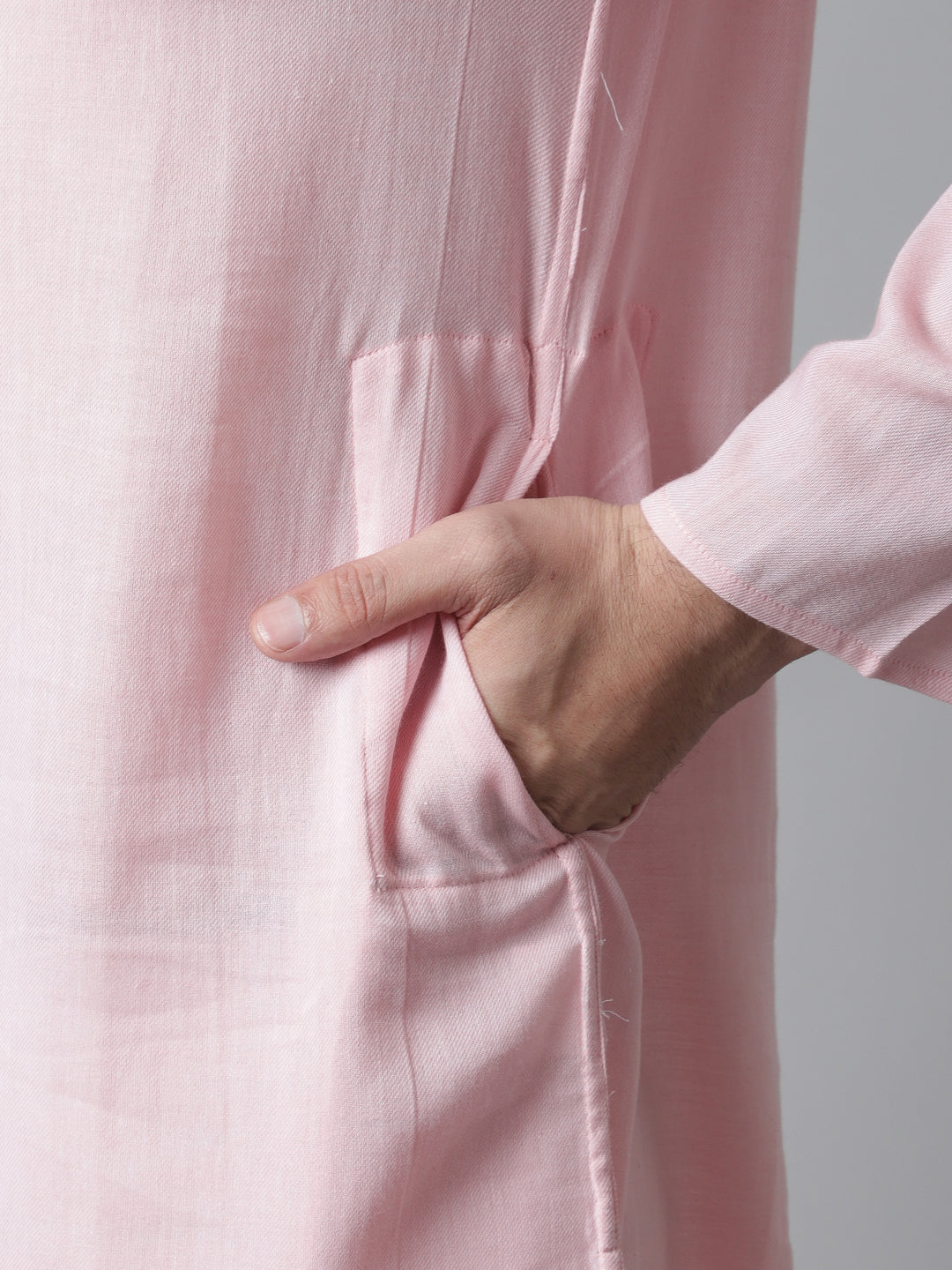Even Apparels Pink Pure Cotton Kurta With Band Collar | Swadesiicart