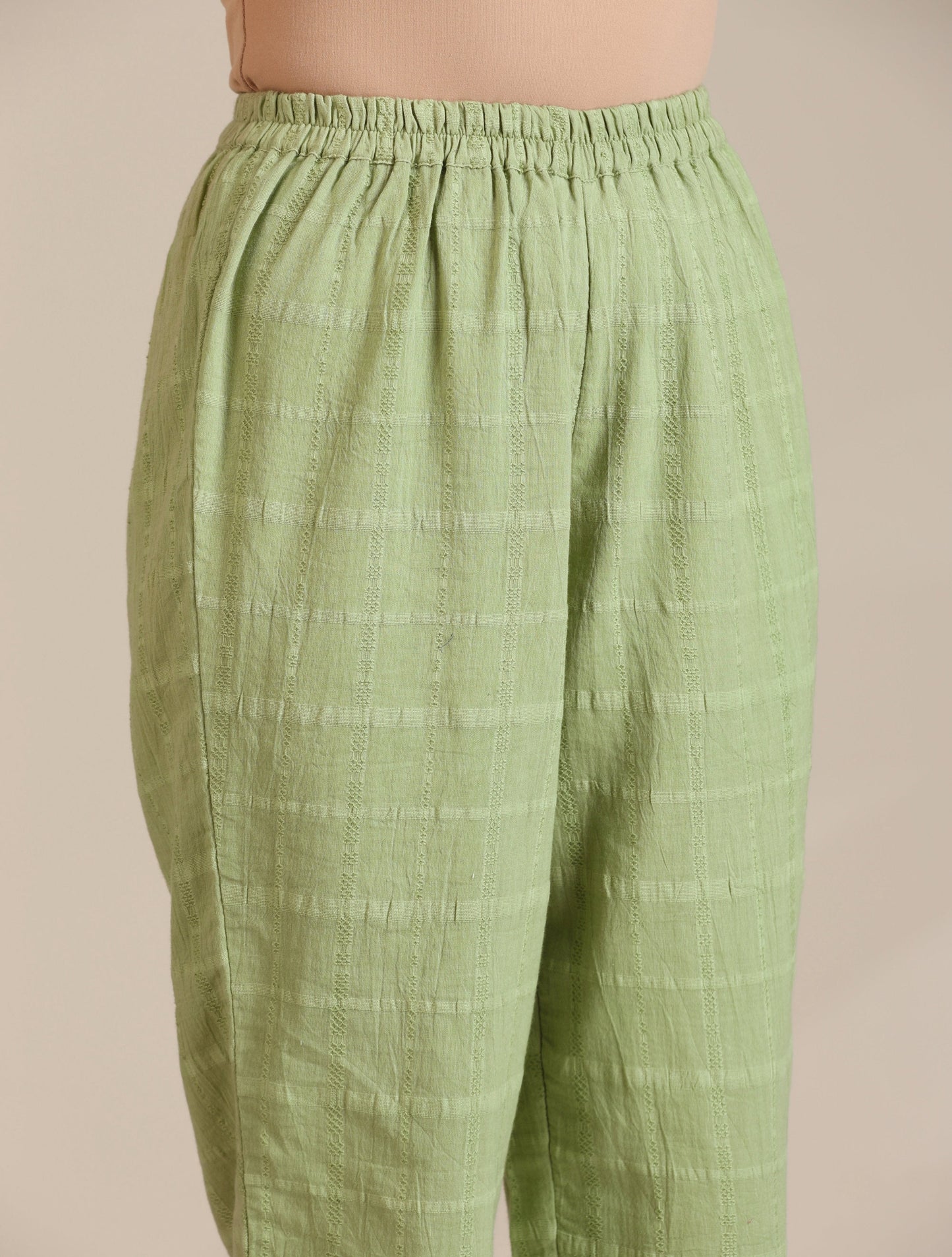 trueBrowns Green Cotton Embroidered Co-ord Set - Swadesiicart