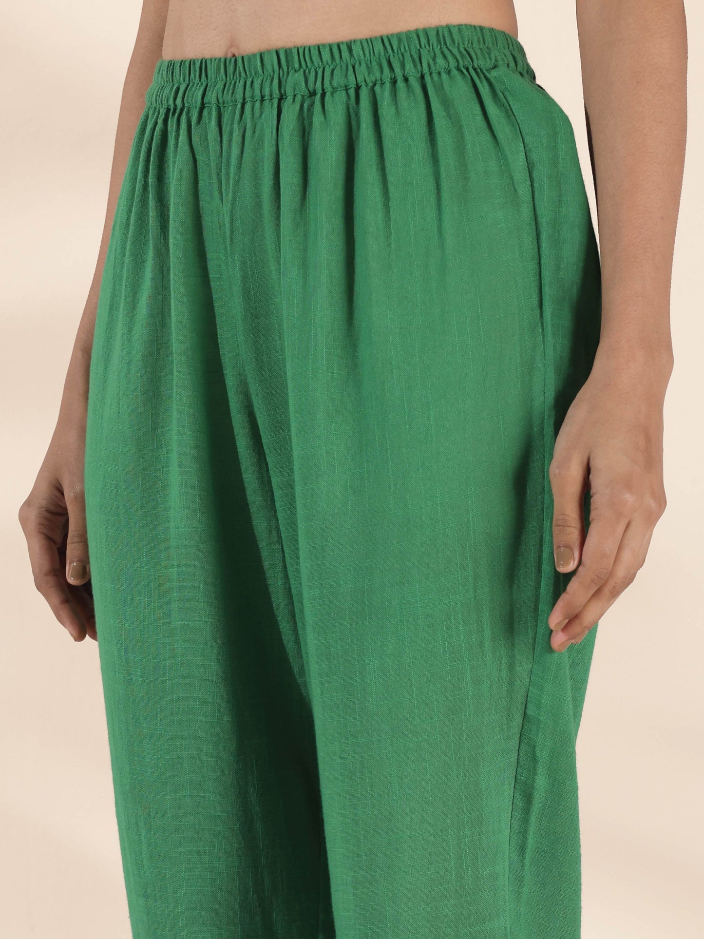 trueBrowns Green Cotton Relaxed Co-ord Set - Swadesiicart