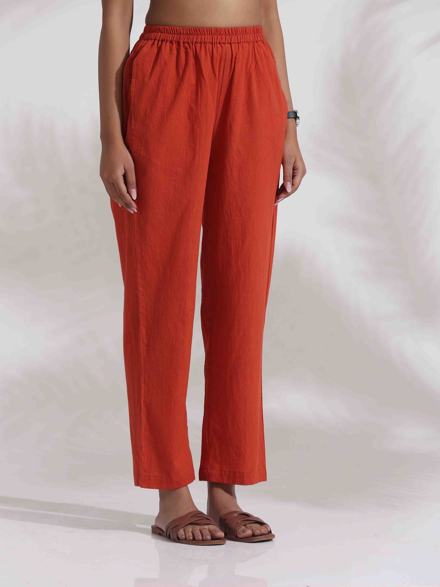 trueBrowns Orange Cotton Print Co-ord Set - Swadesiicart